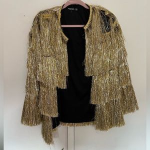 Nasty Gal gold fringe jacket